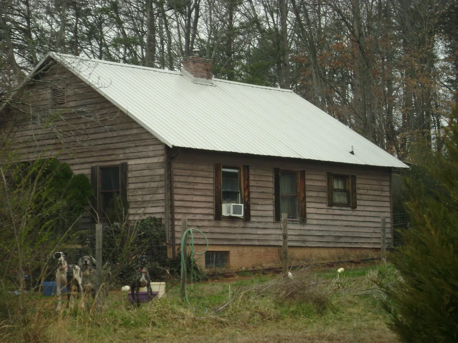 White metal roof on an old wood sided farmhouse, from a Metal Roof Installation job in Kent City